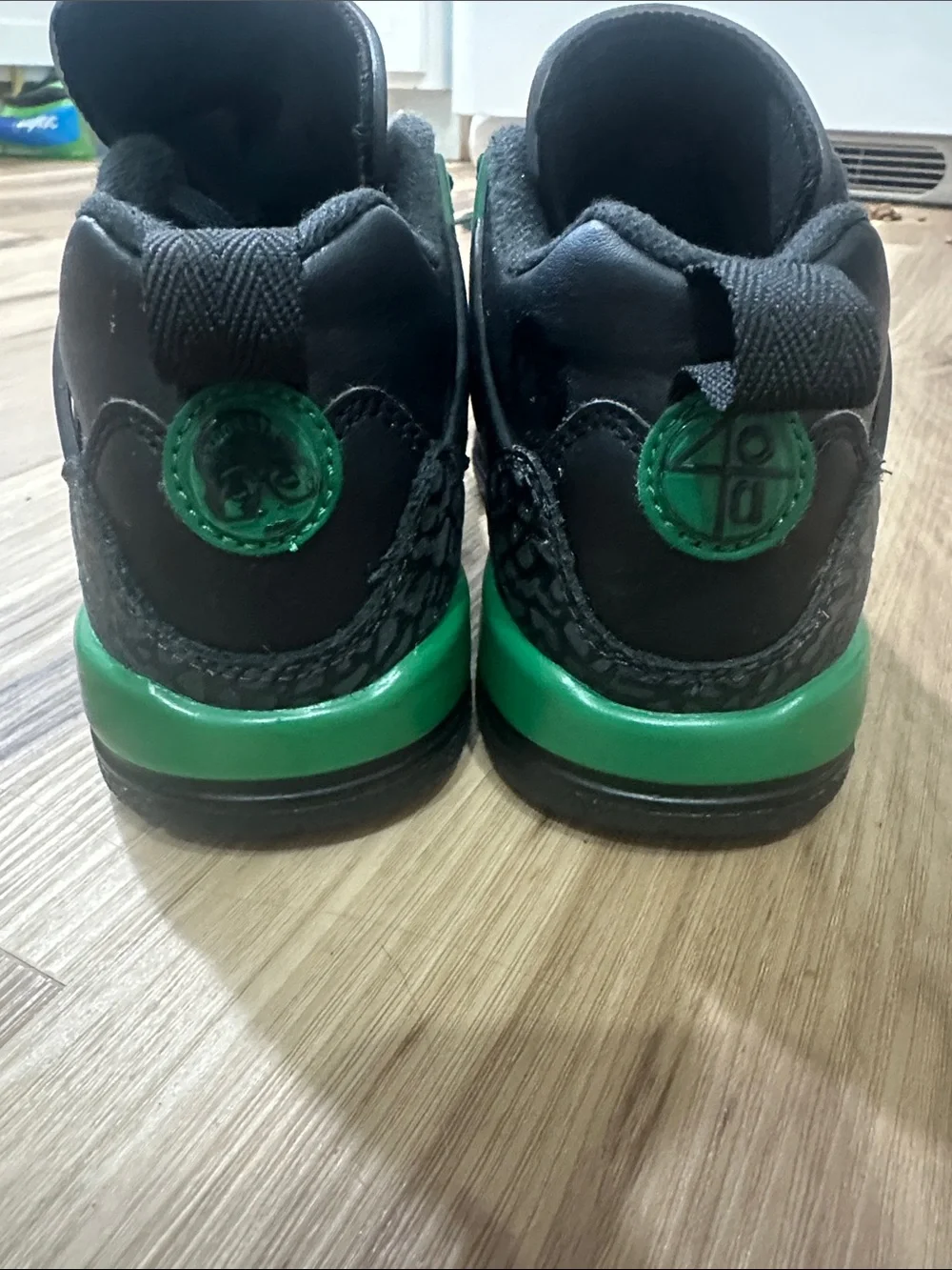 Jordan Kids Black and Green High-Top Sneakers